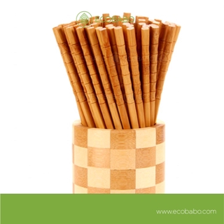 Đôi đũa gỗ tre tự nhiên khắc hoa văn thủ công - ECOBABO