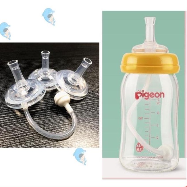 Núm Ống Hút Silicon Cho Bé Tập Hút An Toàn Thay Thế Núm Ti Thành Bình Uống Nước, Dốc Không Chảy Nước