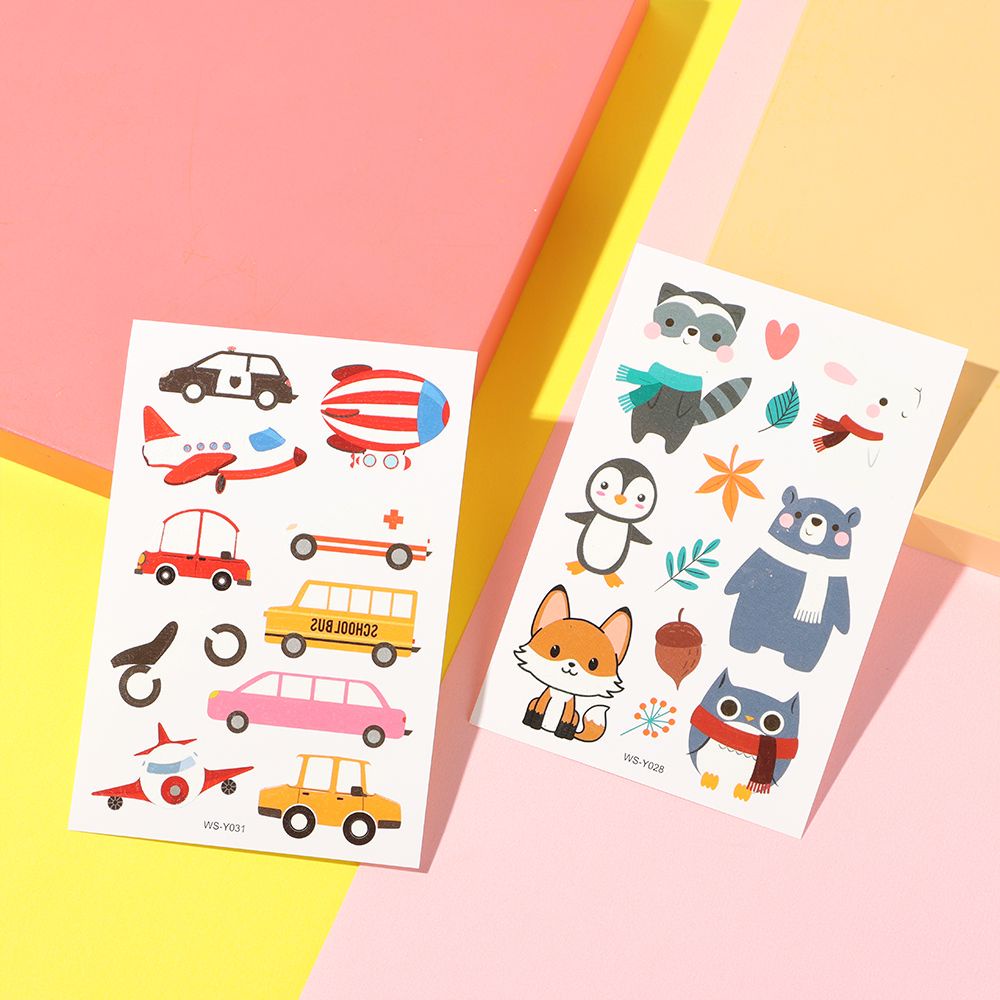 (Hàng Mới Về) Miếng Dán Xăm Tạm Thời Hình Hoạt Hình Dễ Thương Màu Dạ Quang Chống Thấm Nước Cho Trẻ Em