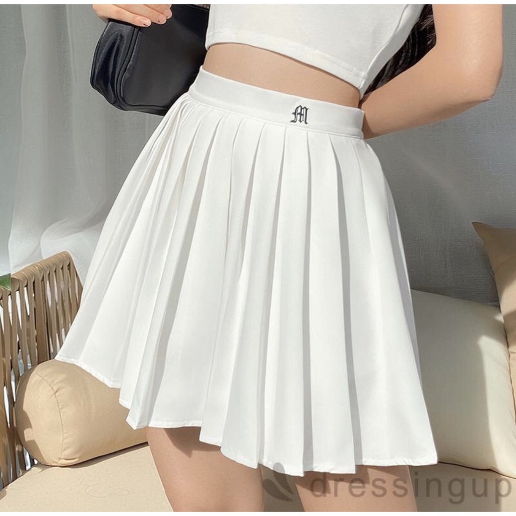 Chân váy xếp ly, chân váy chữ A, chất liệu vải chéo thái, 2 màu ĐEN-TRẮNG,SIZE S M L CHO chị em từ 40 - 60kg, Shop BUBY