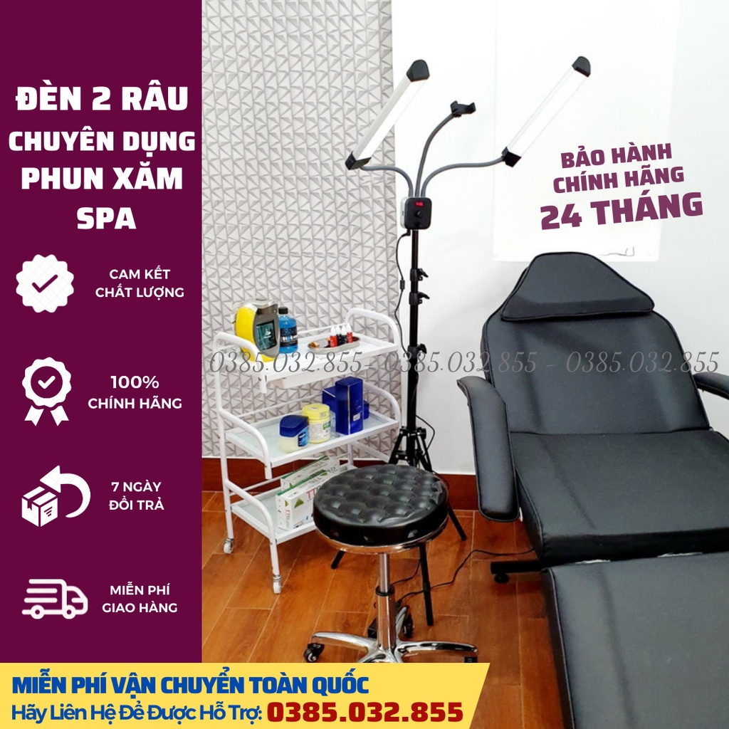 Đèn 2 râu chuyên dụng làm phun xăm, spa làm đẹp chuyên nghiệp, chính hãng bảo hành 24 tháng