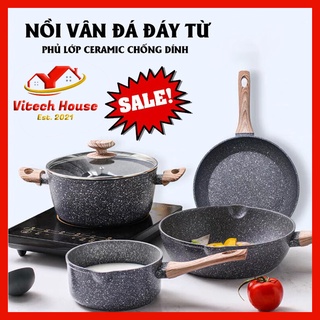 Nồi vân đá chống dính đáy từ sử dụng mọi loại bếp đủ size