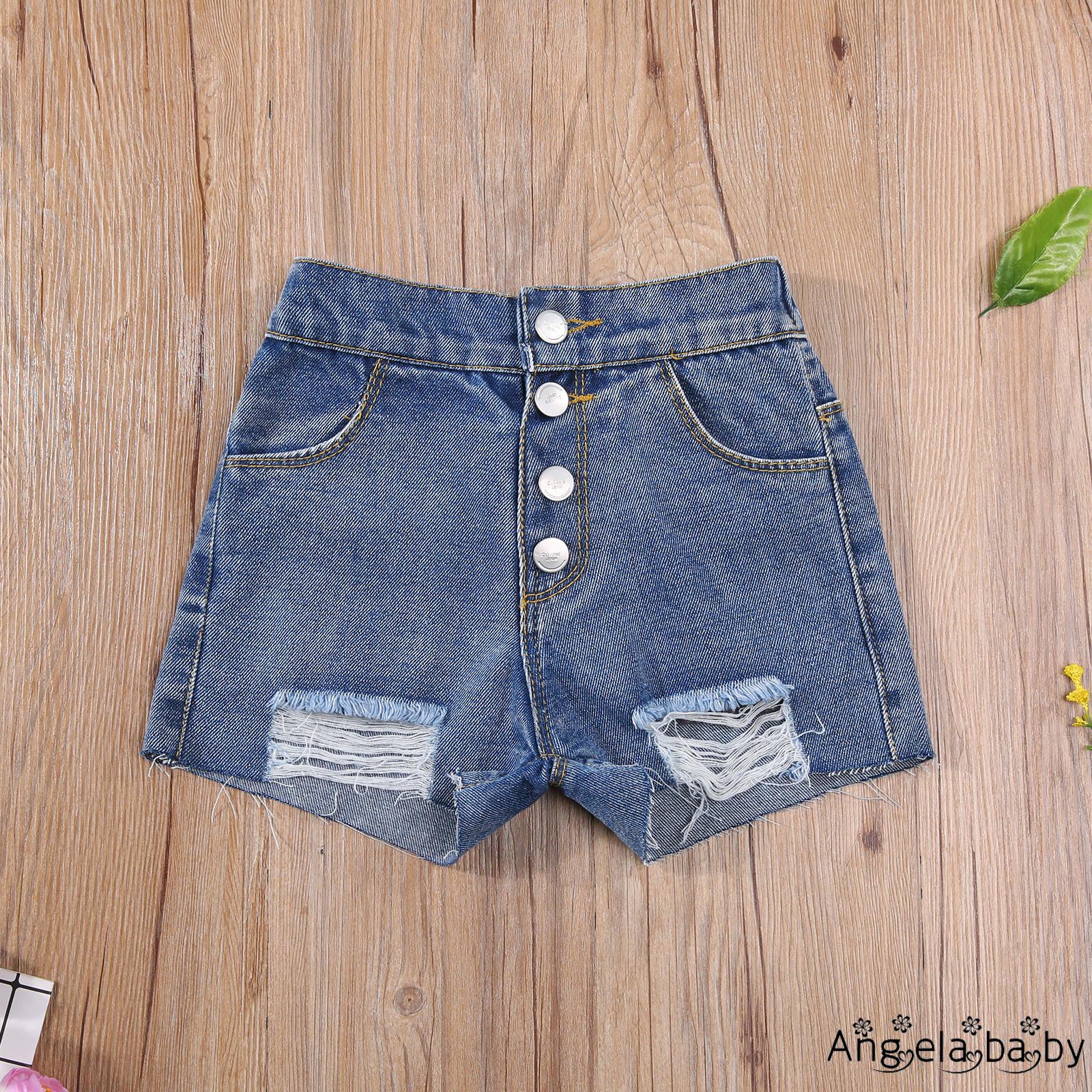 Quần Short Jeans Cá Tính Cho Bé Gái