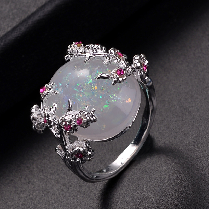 popular diamond flower ring diamond Opal branches