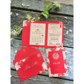 Thiệp cưới có phong bì đã in nội dung