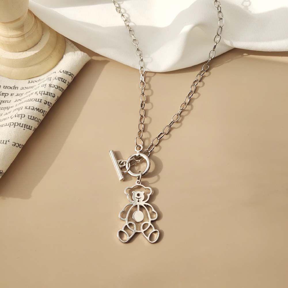 Vòng cổ Mặt Hình Gấu Hoạt Hình Phong Cách Vintage Đơn Giản Dành Cho Nữ