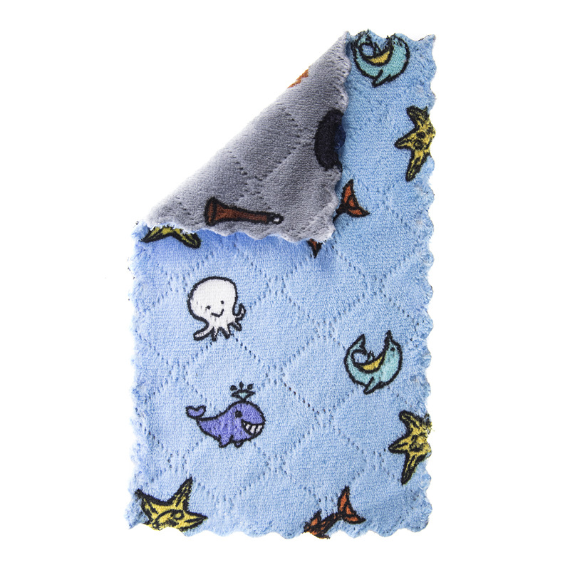 Khăn Lau Chén Đĩa Hai Mặt In Hoạt Hình Siêu Mịn Đa Năng Dành Cho Nhà Bếp