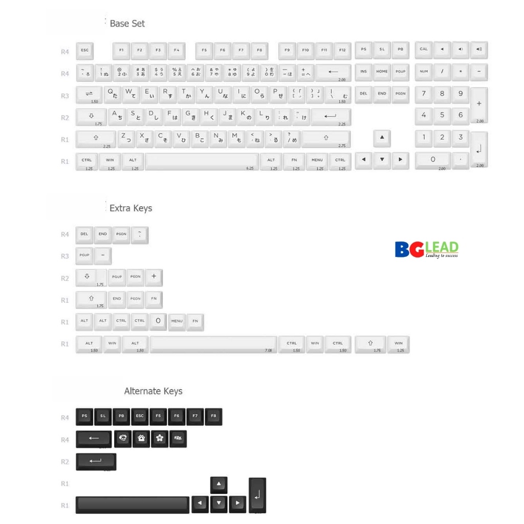 [Chính hãng] Keycap bàn phím cơ AKKO - White on Black| Black on White BoW (PBT Double-Shot|ASA profile|158 nút)