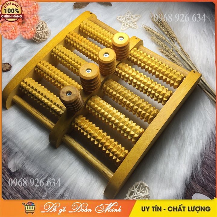 Massage chân 📌FREESHIP📌 Bàn lăn chân gỗ 5 hàng 4 trục xoay mát xa cải thiện giấc ngủ