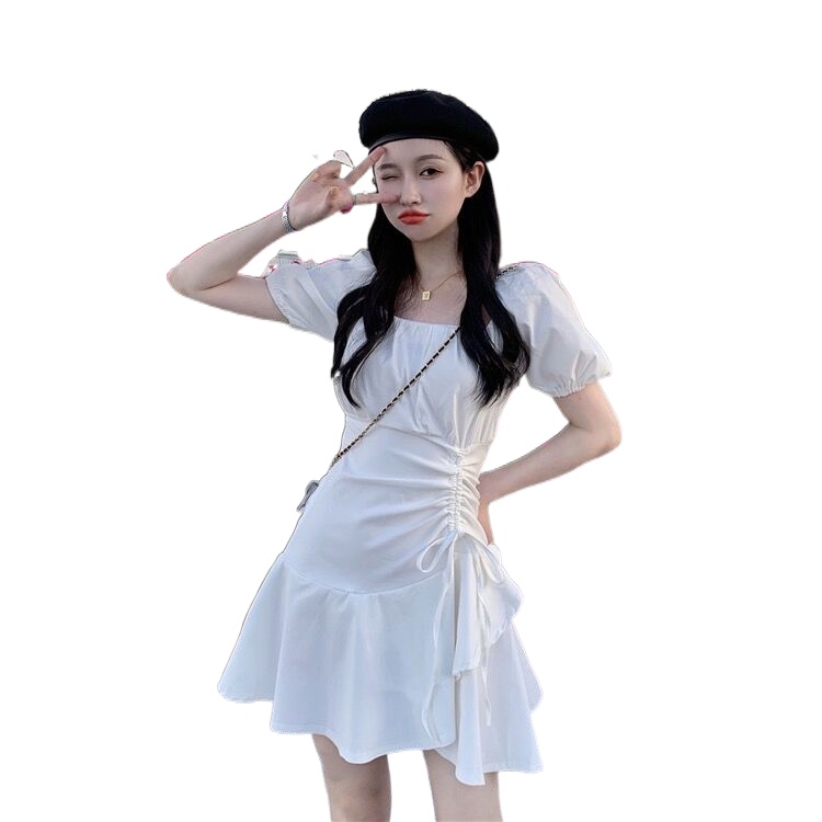 Đầm ngắn Perty màu trắng thời trang mùa hè Hàn Quốc dành cho nữ