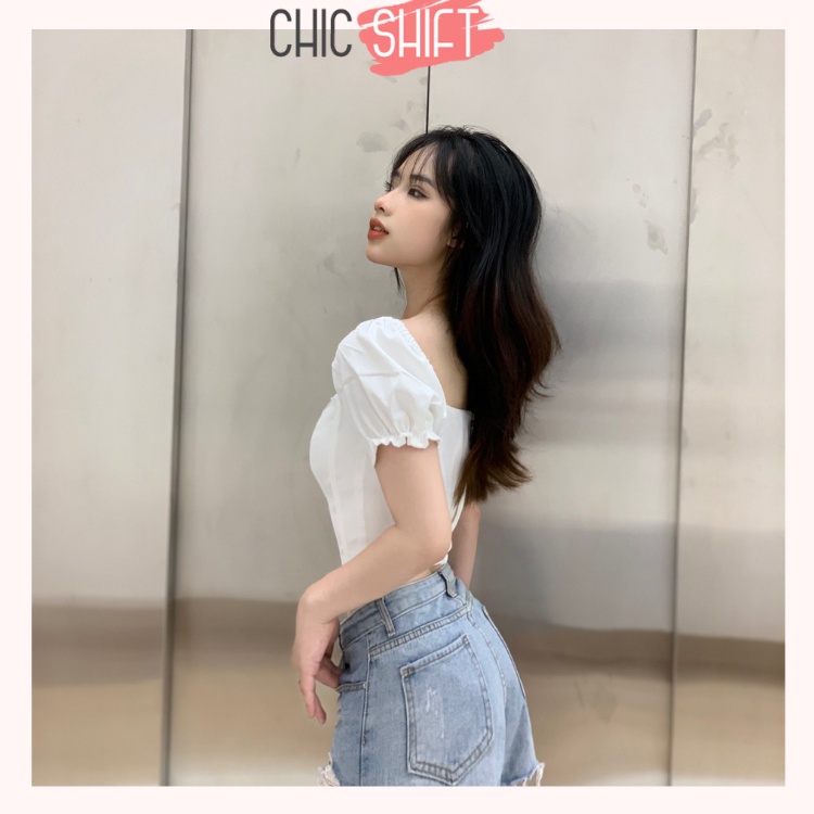 Áo croptop dáng corset tay bồng tôn eo hot trend