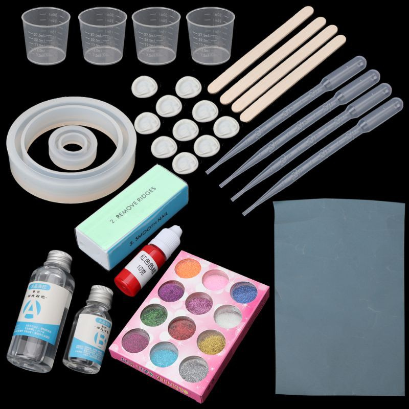 Bộ Dụng Cụ Làm Trang Sức Bằng Nhựa Resin Epoxy Kèm Keo Ab Diy