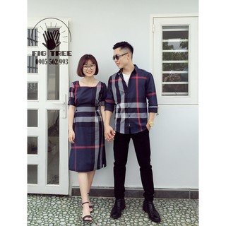 Set Sơ Mi Váy FIGTREE BBR Xanh Đen Siêu Hot