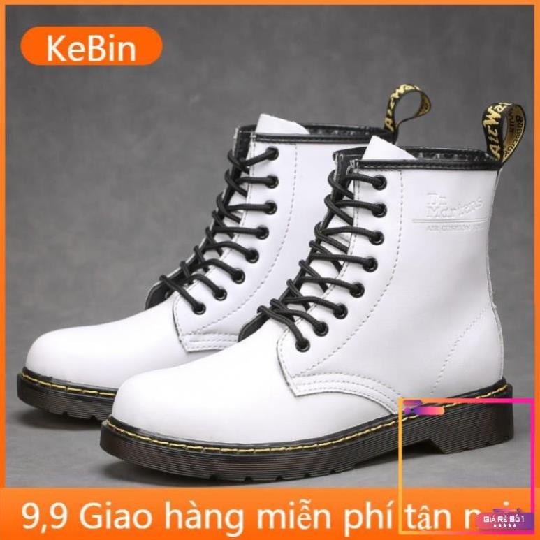 Giày bốt kiểu cao bồi Dr. Martens1460 màu trắng thời trang phong cách retro dành cho nam và nữ -po1