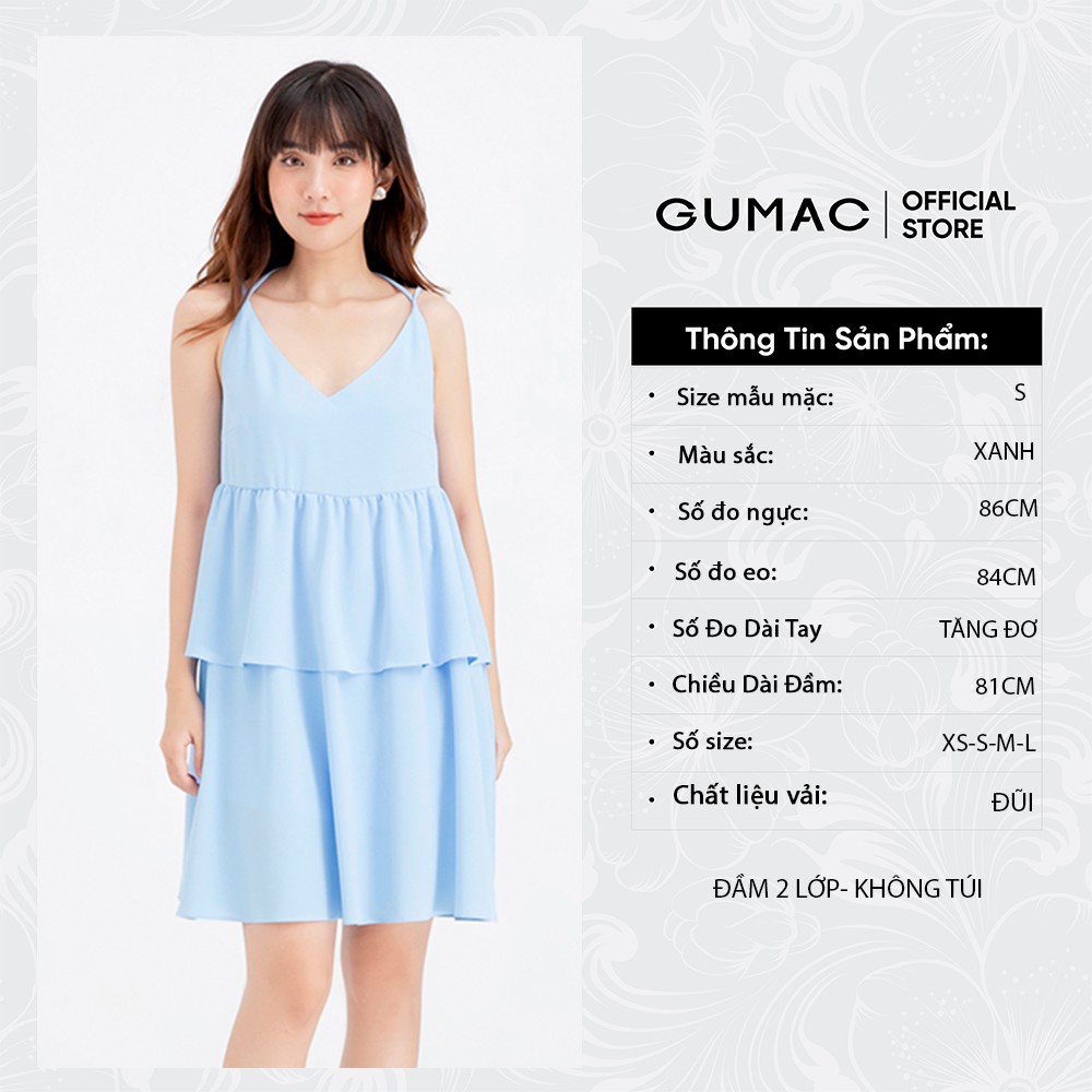 [Mã WABRGU50 giảm 10% đơn 250K] Đầm suông nữ 2 dây bèo tầng GUMAC DB634 | BigBuy360 - bigbuy360.vn