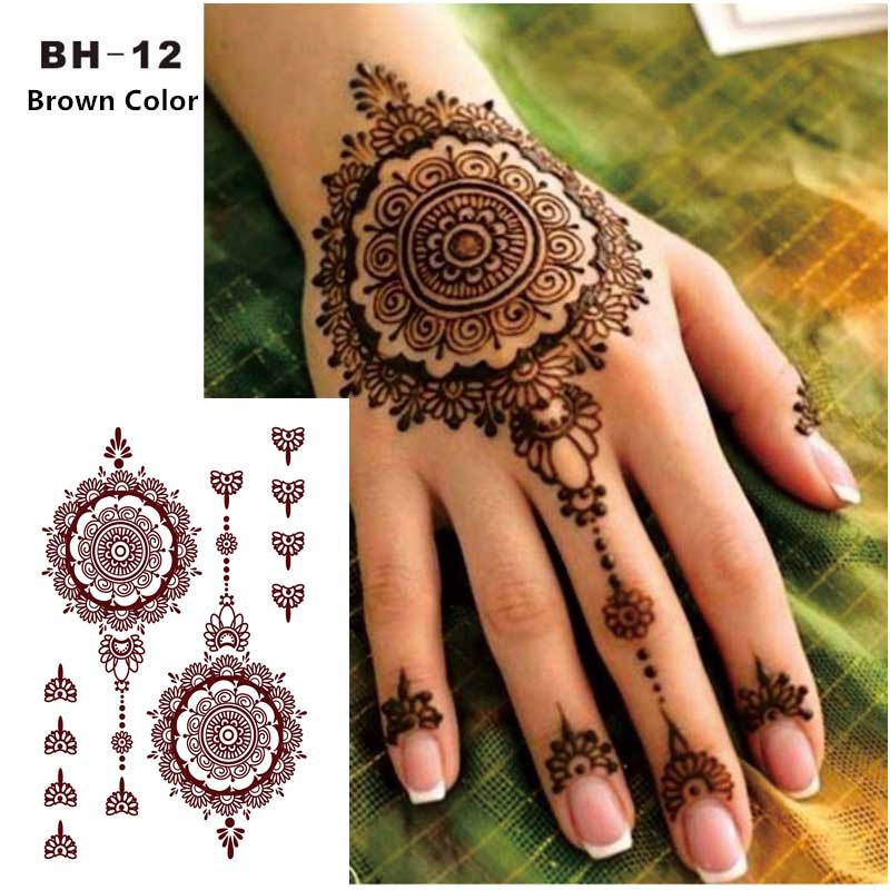 Classic Black Henna Temporary Tattoo For Hands And Body Stickers