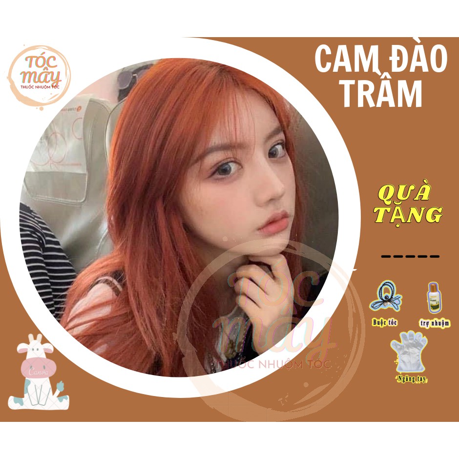 Thuốc nhuộm tóc màu Cam đào chính hãng (full bộ kèm oxy, gang tay, không làm khô tóc)