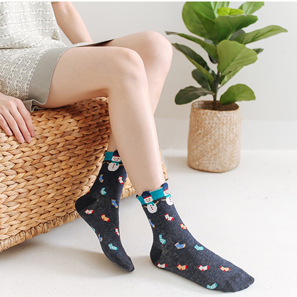 Vớ cotton in họa tiết giáng sinh năm mới/tuần lộc/ông già noel nhiều màu thời trang thu đông cho nam và nữ