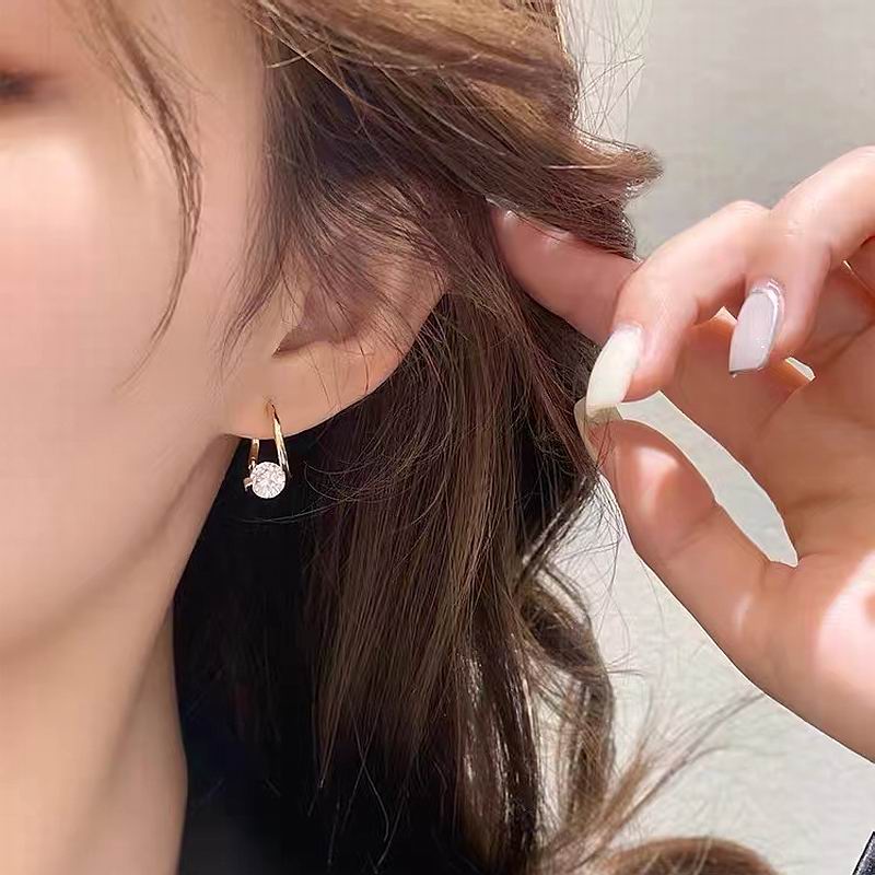 Khuyên tai Etrendy đính đá zircon đơn giản thời trang Hàn Quốc 2022