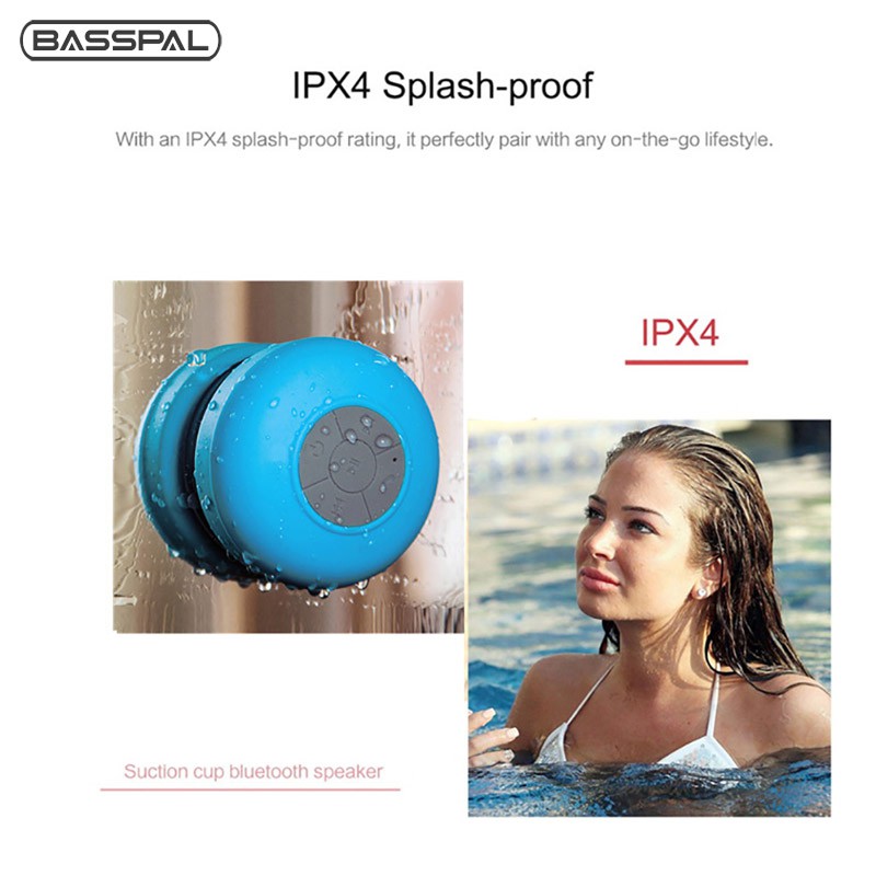 Loa bluetooth Basspal W22 mini kết nối không dây chống nước sử dụng khi tắm/bể bơi/xe hơi