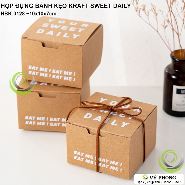 HỘP GIẤY CRAFT ĐỰNG BÁNH KẸO QUÀ TẶNG CÁC DỊP LỄ TẾT SINH NHẬT YOUR SWEET DAILY PHONG CÁCH ĐƠN GIẢN HBK-0128