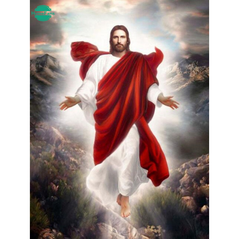 Bộ Tranh Đính Đá Tự Làm Hình Chúa Jesus 30x40cm Trang Trí Nhà Cửa