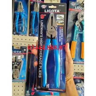 Kìm điện đầu bằng 9" cao cấp LICOTA - APT-5201, kìm đầu bằng chuyên dùng ngành điện thân dài 225mm tiện dụng và an toàn.