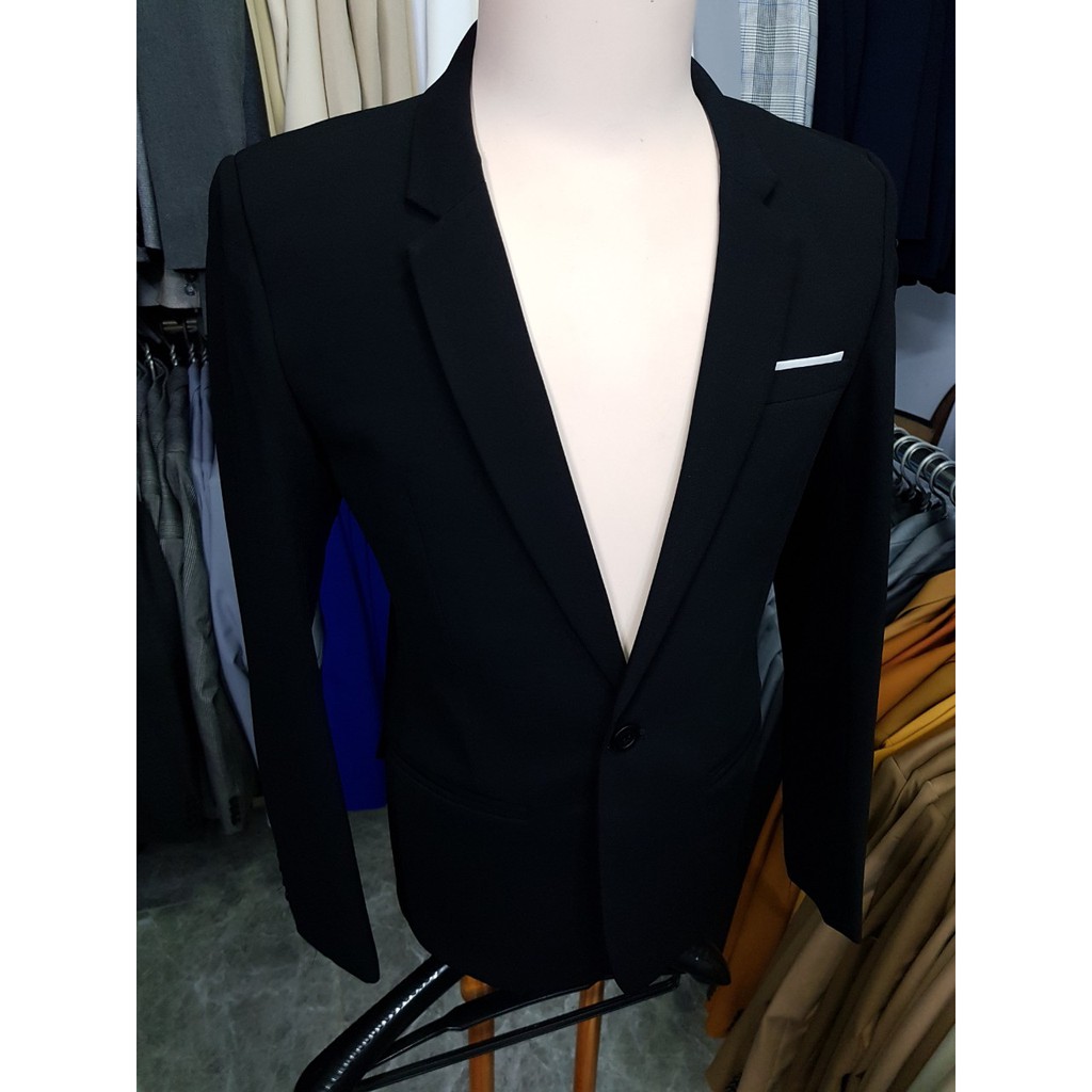Bộ Vest Nam Màu Đen Form Ôm Body Chất Vải Mềm Mịn (áo+quần+cà vạt+nơ)
