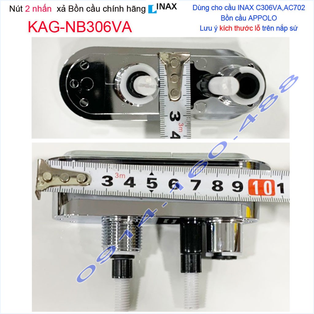 Nút nhấn bồn cầu Linax KAG-NB306VA hình oval 10cm, Ấn xả 2 nhấn xí bệt C306 nhấn mạ chrome êm sử dụng tốt