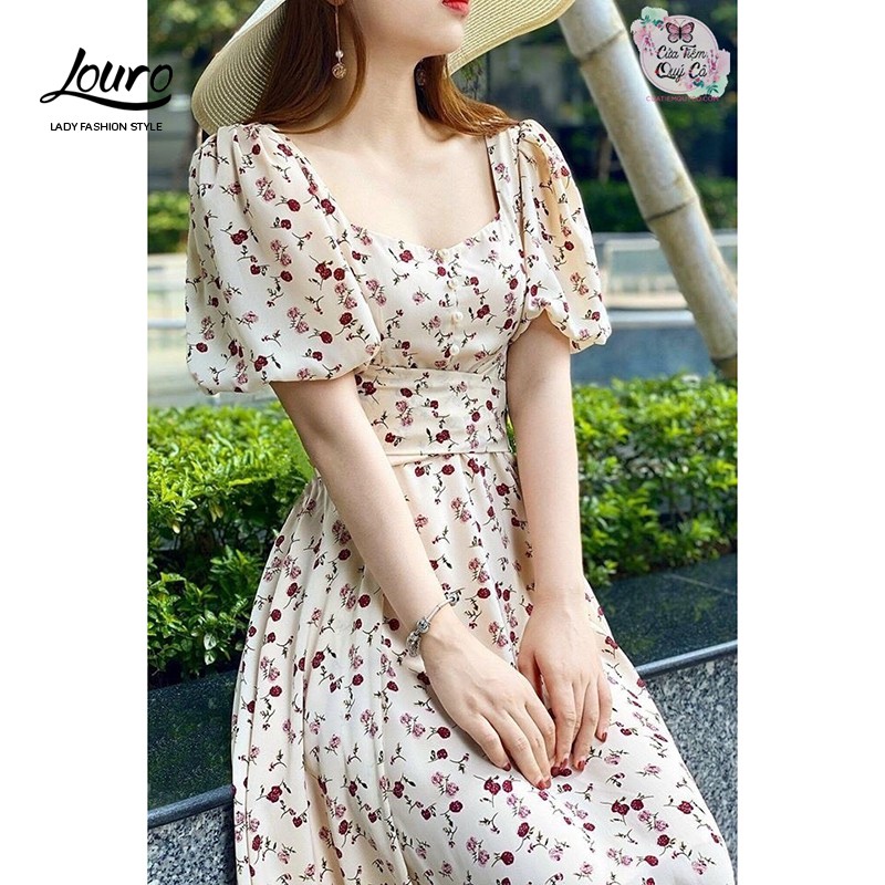 Váy bánh bèo nữ 🌈FREESHIP🌈 Váy bánh bèo cổ vuôn nữ, váy xòe dễ mặc, che khuyết điểm tốt. hợp mọi vóc dáng-L029
