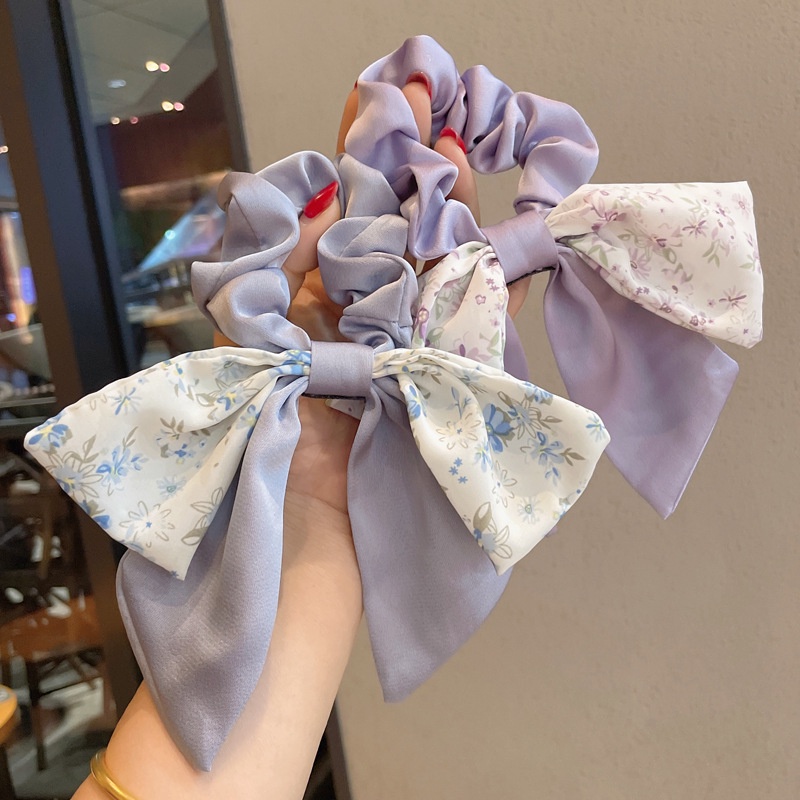 Dây Buộc Tóc Thắt Nơ Họa Tiết Hoa 2022 Mới Phong Cách Pháp
