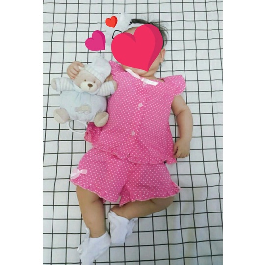 Bộ mặc nhà chấm bi Mialy kids cho bé gái (10-30kg) - Vải mềm mát, hoạ tiết chấm bi thời trang