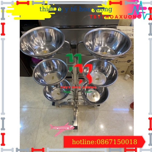 [ Inox Cao Cấp] Cây Bát Nước Inox Dùng Trong Spa + 6 Bát To Sâu 22 cm