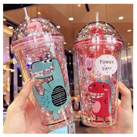 Cốc uống nước Khủng Long siêu Kute tặng kèm ống hút