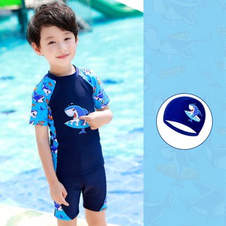 Đồ bơi bé trai quần lửng kèm nón bơi