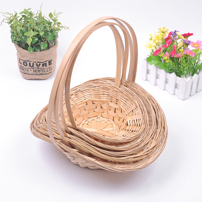 Giỏ Tre Đan Hình Oval Nhỏ Xinh Đựng Hoa/Trái Cây Trang Trí