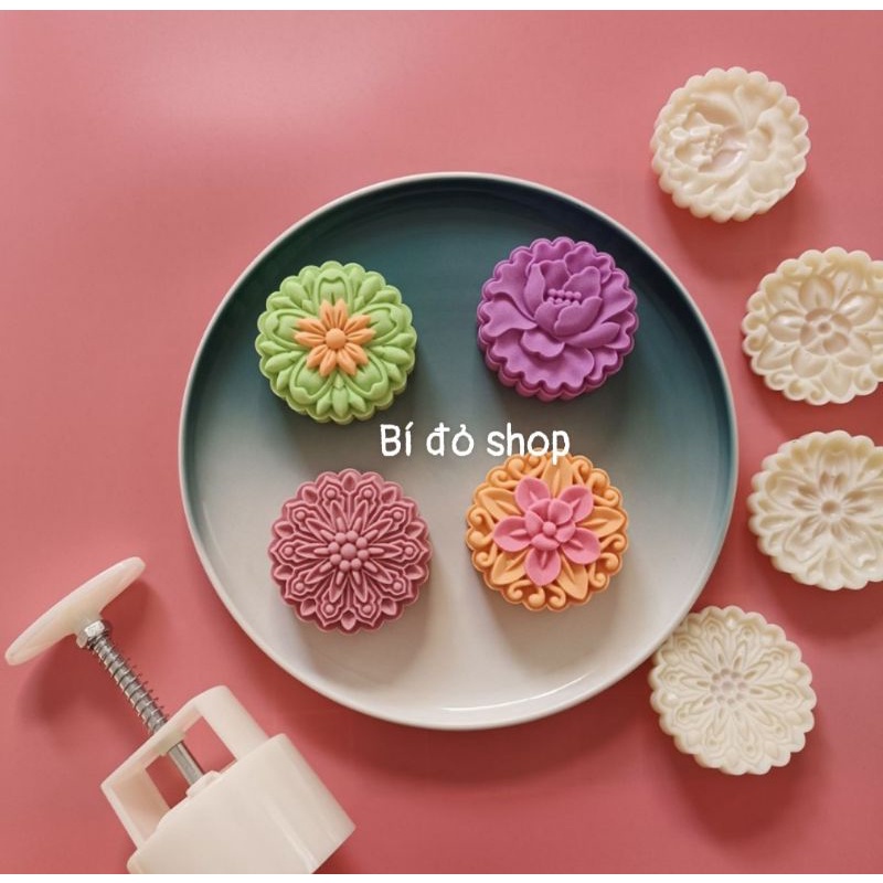 Khuôn trung thu lò xo 2022 NHỤY 5 CÁNH 4 mặt 1 nhấn 125g