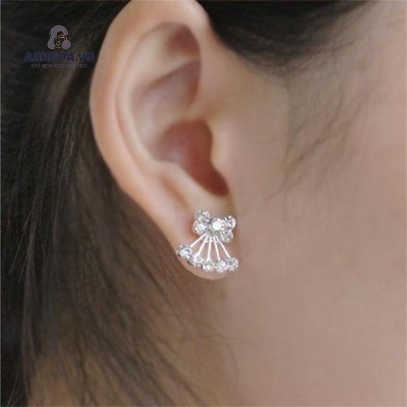 Khuyên Tai Đính Đá Kim Cương Nhân Tạo Lấp Lánh