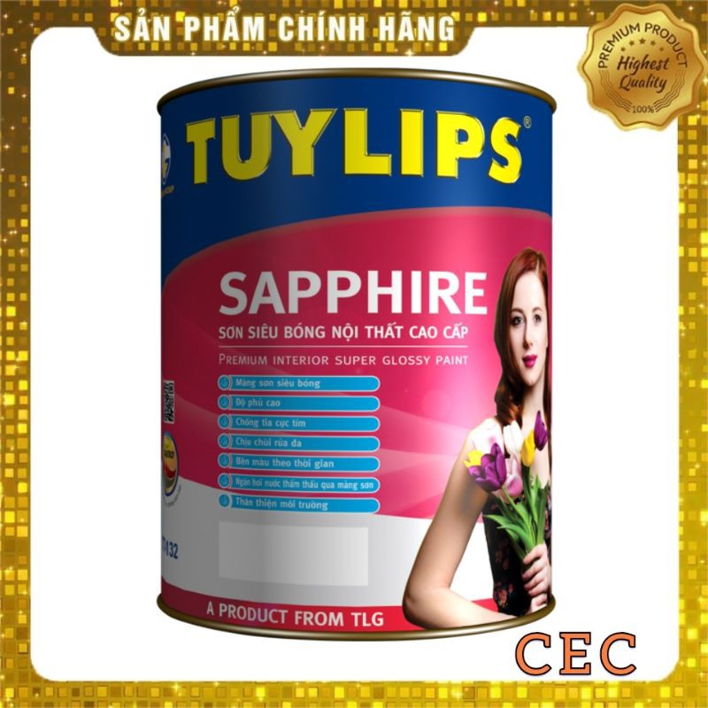 Sơn Siêu Bóng Nội thất Tuylips Sapphire Hộp 1L sơn nước cao cấp tường trong nhà