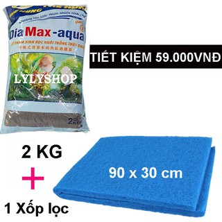 COMBO PHÂN NỀN DIA MAX- AQUA (2KG) HỒ THỦY SINH + XỐP LỌC BỂ CÁ CỠ 90 X 30 CM