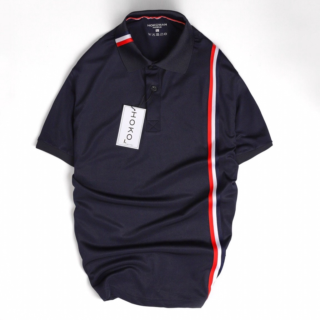 Áo polo thun nam 𝐅𝐑𝐄𝐄𝐒𝐇𝐈𝐏 ngắn tay ngắn tay kiểu dáng basic phối kẻ sọc, chất Poli cá sấu cao cấp [MH_057]