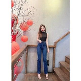 Quần jean cạp cao ống đứng