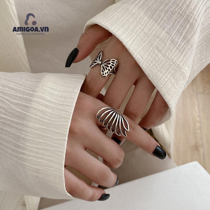 ✨✨Nhẫn hở hình bướm phong cách hip hop đường phố có thể điều chỉnh kích thước cho nữ