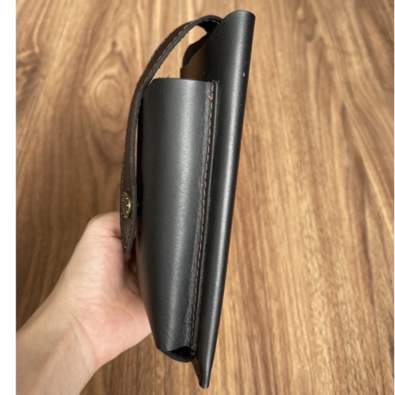 Bao da bò thật đựng 2 điện thoại hoặc bao thuốc, Bao da đeo thắt lưng Handmade da bò sáp thật 100%