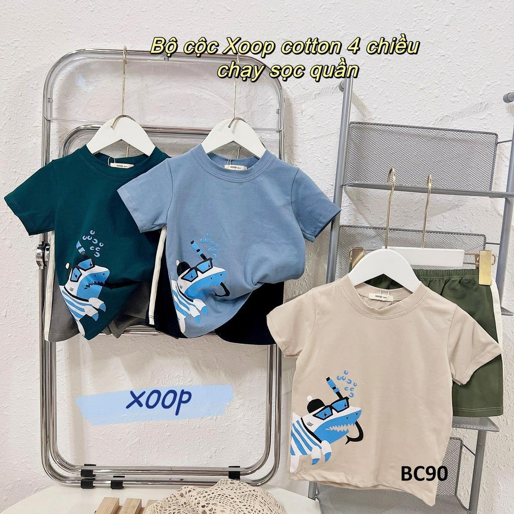 Bộ cộc tay XOOP cotton 4 chiều in cá mập cho bé trai  BC90,Đồ bộ thời trang quần áo trẻ em mặc nhà,đi chơi