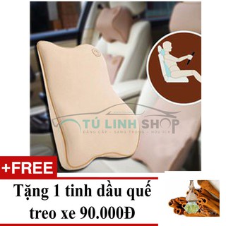 Gối tựa lưng cao su non cao cấp + Tặng 1 tinh dầu quế treo xe ô tô