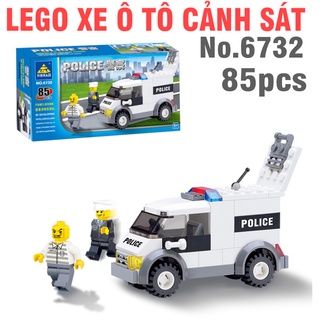 Đồ chơi lắp ghéptrẻ em mô hình xe ô tô cảnh sát gồm 85 chi tiết nhựa ABS