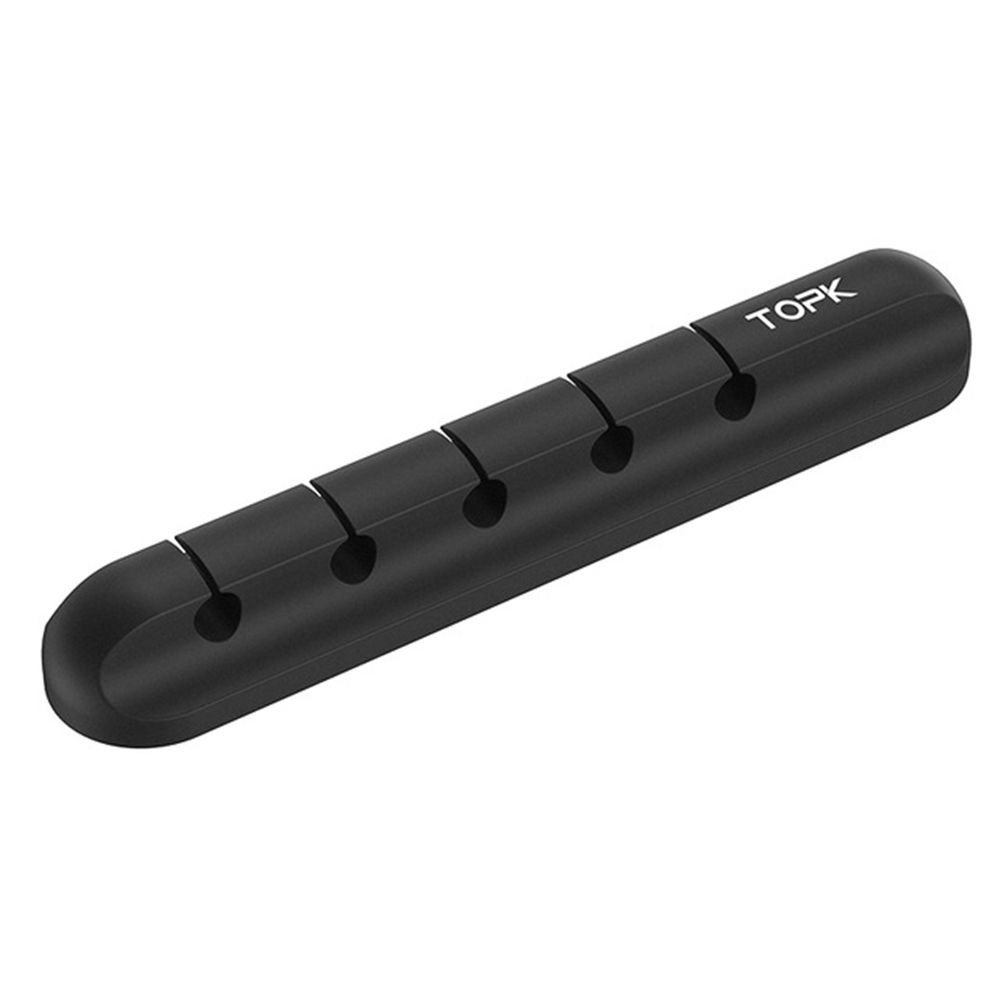 Dụng cụ quấn dây cáp USB/tai nghe 5 lỗ bằng silicon màu đen siêu bền tiện dụng