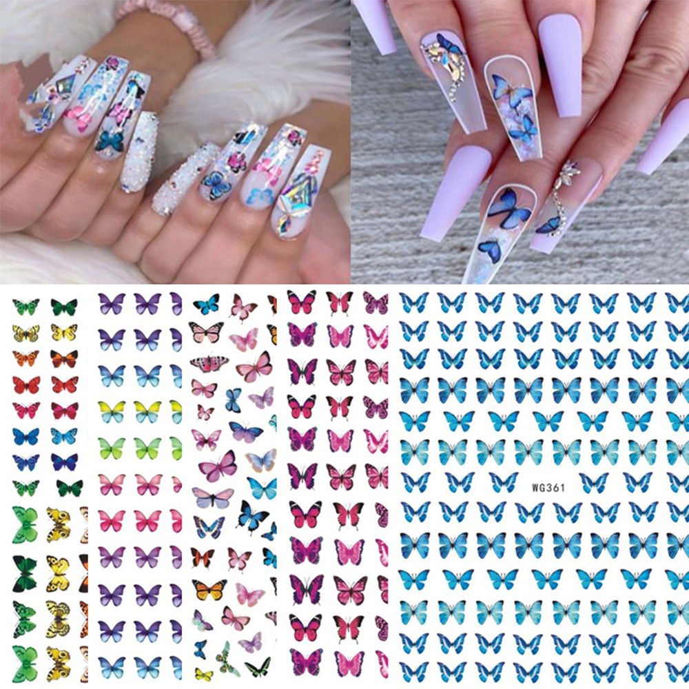 BUTTERFLY (Hàng Mới Về) Miếng Dán Trang Trí Móng Tay Hình Bướm 3d Đẹp Mắt Diy