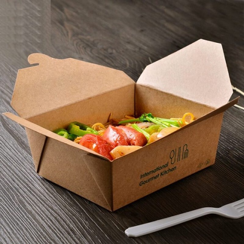 [Sỉ] 50 Hộp giấy kraft nâu móc chéo đựng cơm văn phòng, salad, xôi, bún đậu, đồ ăn mang về